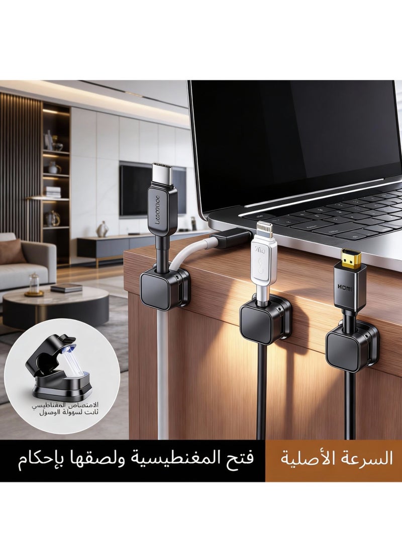 MS MIN Magnetic Cable Organizer 10-Pack, Cable Management Clips with Strong 3M Adhesive for Desk, Office & Home - Image 4